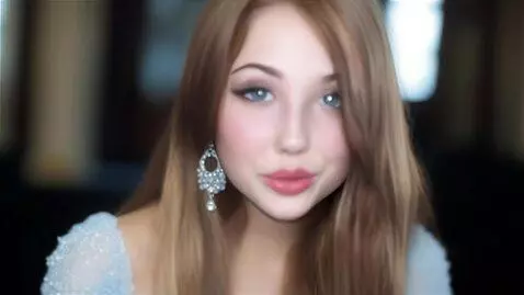 AI Video from prompt: A pretty young 25-year-old woman calls to come c