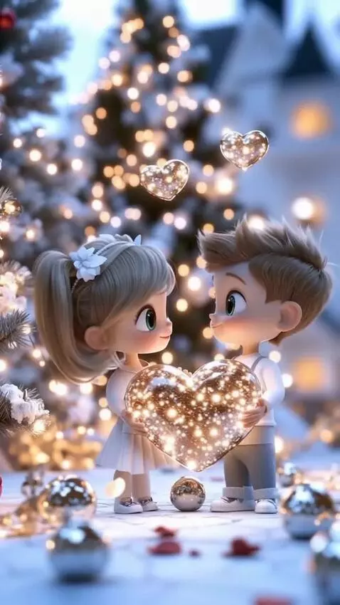 AI Video from prompt: A Girl and a boy look at each other, smile and n