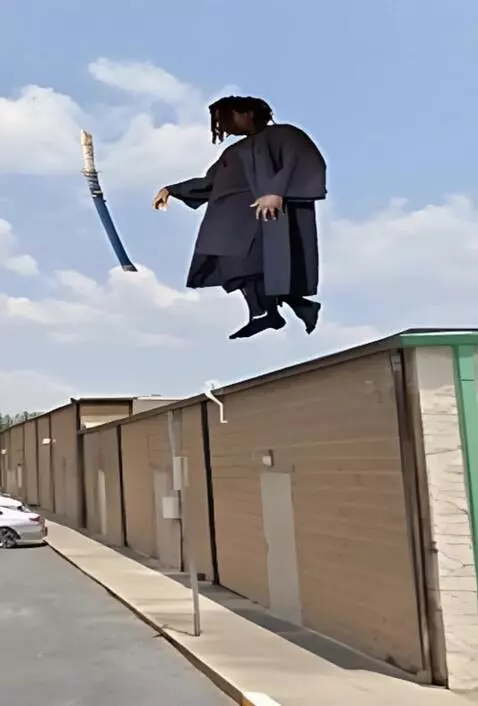 AI Video from prompt: Maintaining the same pose, the man and the objec