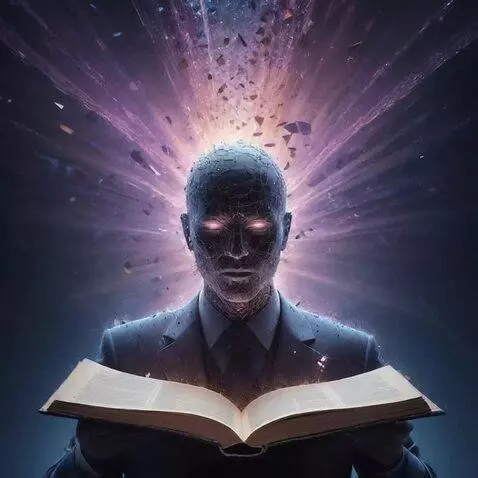 AI Video from prompt: Ai reads from the Forbidden book of knowledge an