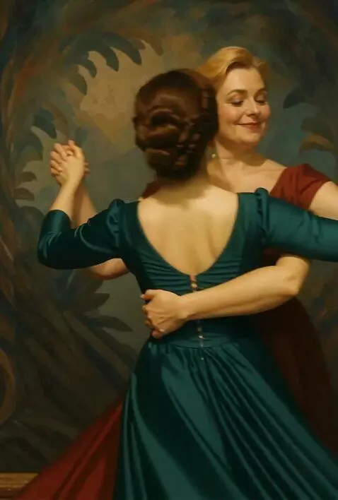 AI Video from prompt: Two women are dancing a waltz