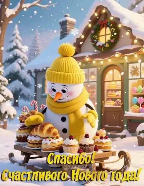 AI Video from prompt: The Snowman offers treats and waves his hand