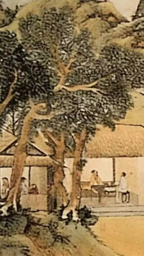 AI Video from prompt: In the painting, the two people in the right hou