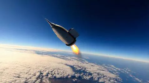 AI Video from prompt: Flying in the air with big rocket goes boom