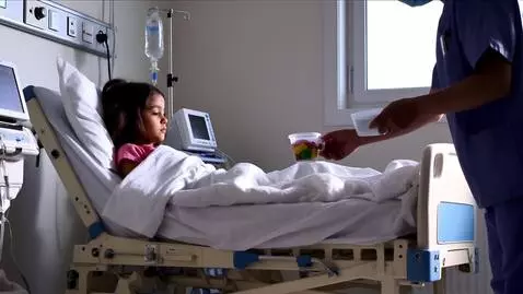AI Video from prompt: A hospital ward. A sick girl looks out the windo