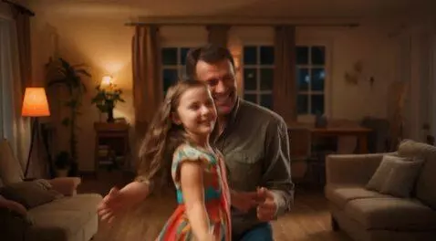 AI Video from prompt: Daughter and father dancing on