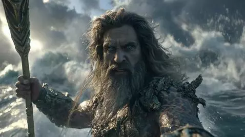 AI Video from prompt: "Close-up of Poseidon, god of the seas. His weat