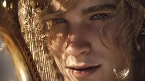 AI Video from prompt: Subtle cinematic animation: Apollo's eyes subtly