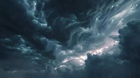 AI Video from prompt: Subtle cinematic animation: The dark, turbulent 