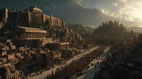 AI Video from prompt: Subtle cinematic animation: The immense army in 
