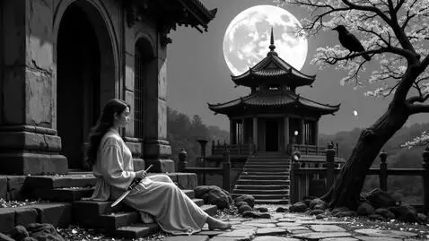 AI Video from prompt: A poetic black and white anime scene, 5 seconds 