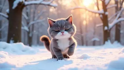 AI Video from prompt: A handsome cartoon cat purring proudly while sho
