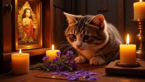 AI Video from prompt: A cat with wild eyes sniffing valerian near an i