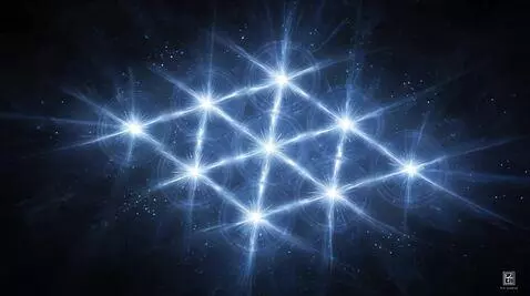 AI Video from prompt: "Nine geometric points of light arranged in perf