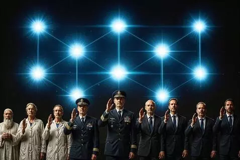 AI Video from prompt: Wide shot of diverse group lined up receiving co