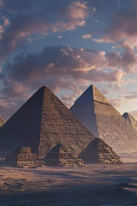 AI Video from prompt: "Ultra-realistic 8K aerial shot of Egyptian pyra