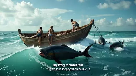 AI Video from prompt: Create a video of a boat sinking with 3 people a