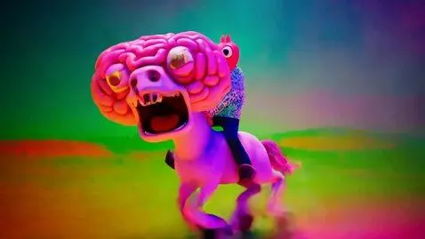 AI Video from prompt: brainrot meme character with huge twitchy eyes a