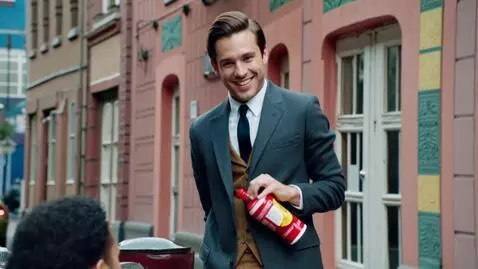 AI Video from prompt: A vibrant 1970s urban scene features J.J. from G