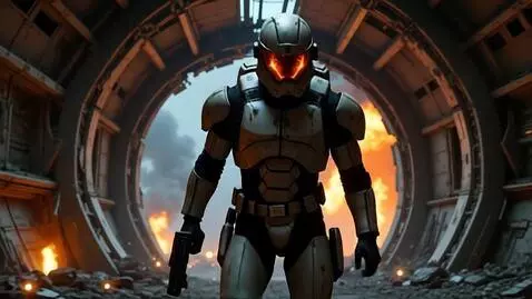 AI Video from prompt: Starship trooper evacuates from damaged battle s