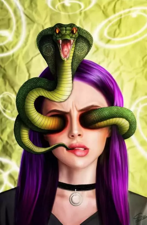 AI Video from prompt: A mysterious girl with long purple hair and a bl
