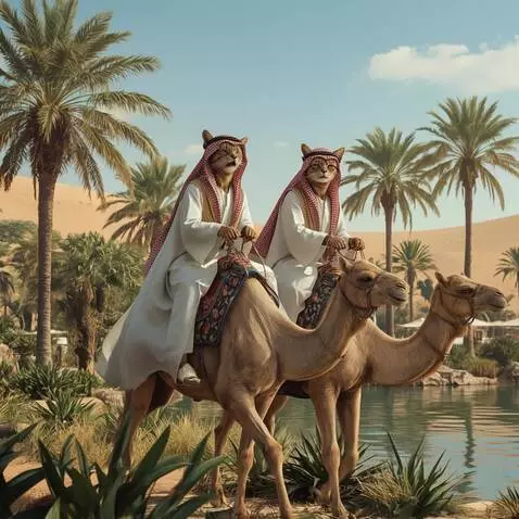 AI Video from prompt: Camellos trotando,risas,cinematografico,camara s
