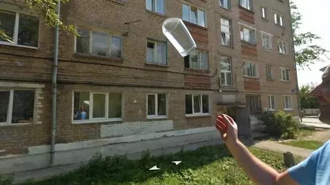 AI Video from prompt: A man appears on screen throwing a clear glass o