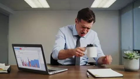 AI Video from prompt: TITLE: Coffee = Work ☕ AI VIDEO PROMPT: Office w