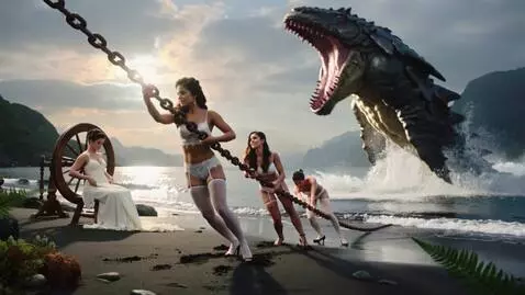 AI Video from prompt: Belarus. Devonian Period. The shoreline of the P