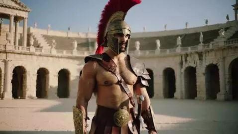 AI Video from prompt: warrior gladiator in the arena beautiful
