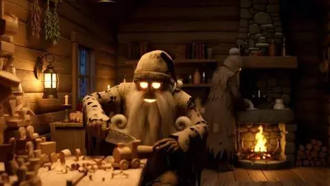 AI Video from prompt: A warm, cinematic interior scene inside a small,