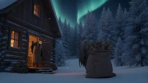 AI Video from prompt: A magical, cinematic wide-shot video on a cold, 