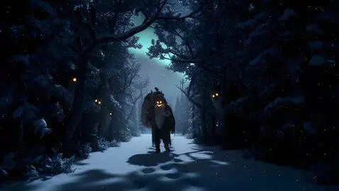 AI Video from prompt: A tense yet magical cinematic tracking shot thro