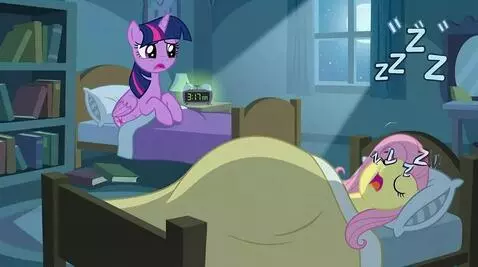 AI Video from prompt: Fluttershy snoring and whistling