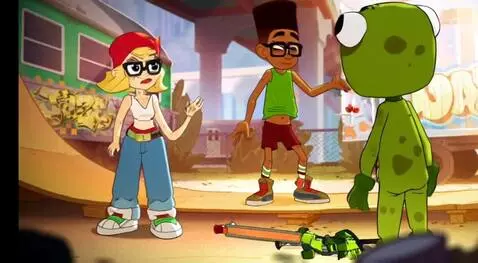 AI Video from prompt: Boy says "I love you!", rips shirt and draws hea