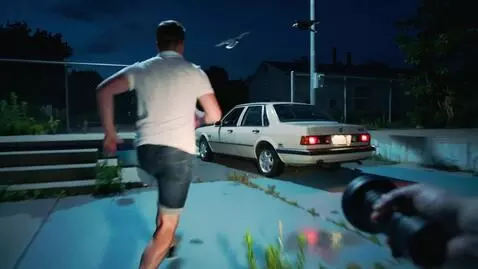 AI Video from prompt: Night. Summer. A public swimming pool on the out