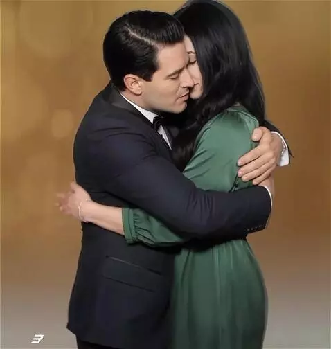 AI Video from prompt: The couple hug, their foreheads touch in his arm