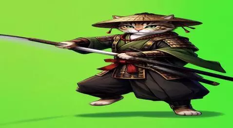 AI Video from prompt: On a uniform green background, a cat runs and wa