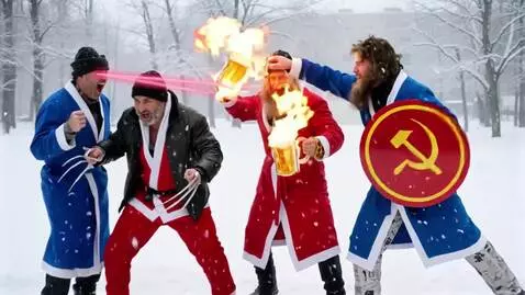 AI Video from prompt: four men with superpowers in a furious fight: on