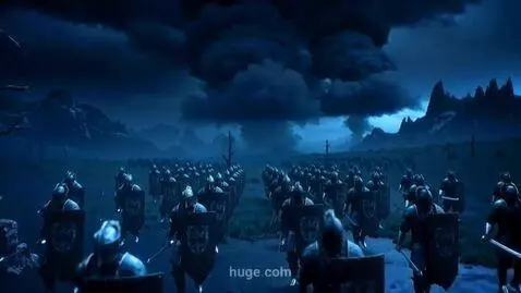 AI Video from prompt: medieval. dark fantasy. cold colors. marching kn