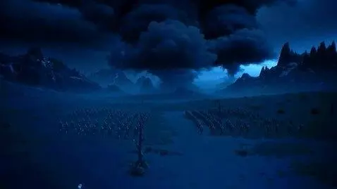 AI Video from prompt: medieval. dark fantasy. cold colors. marching kn