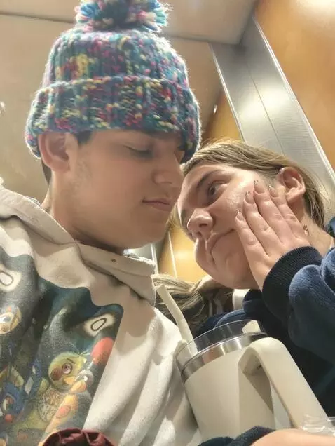 AI Video from prompt: Make the 2 people french kiss deeply with tongue