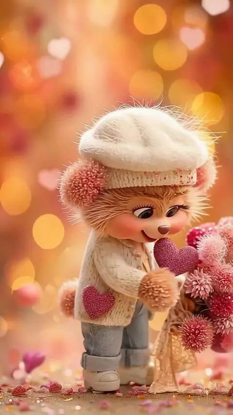 AI Video from prompt: He smiles, looks down and holds out a bouquet