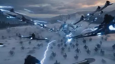 AI Video from prompt: A ten-thousand-strong army of mysterious anthrop