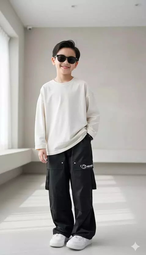 AI Video from prompt: The boy gives a slight smile, fixes his hair, th