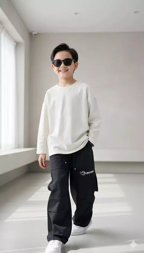 AI Video from prompt: “With a sweet smile, the boy walks forward as th