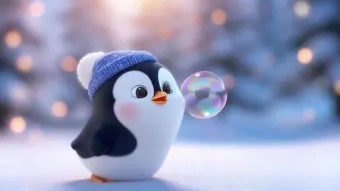 AI Video from prompt: 3D Pixar-style animation. A transparent bubble f