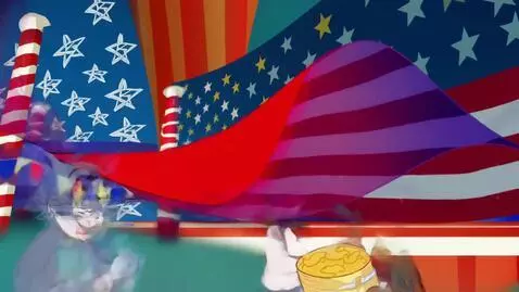 AI Video from prompt: An American New Year's cartoon with American cha