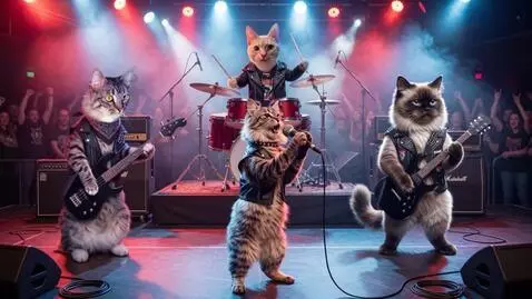 AI Video from prompt: Rock musicians perform at a concert. They play g