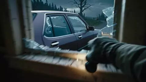 AI Video from prompt: I, in first-person view, flashlight on, am hasti